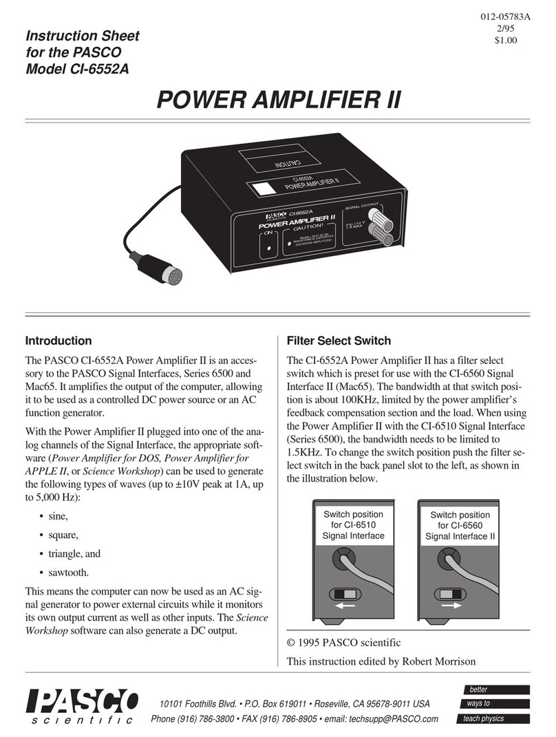 PASCO POWER AMPLIFIER II instruction sheet
