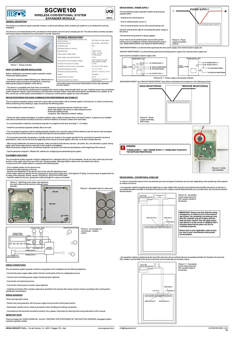 Argus Security SGCWE100 quick start guide