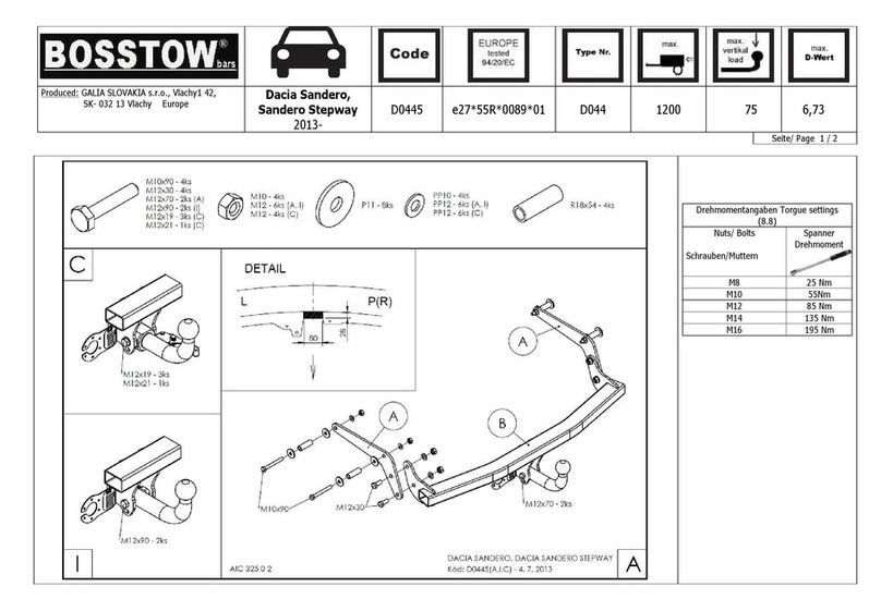 BOSSTOW D0445 Fitting instructions