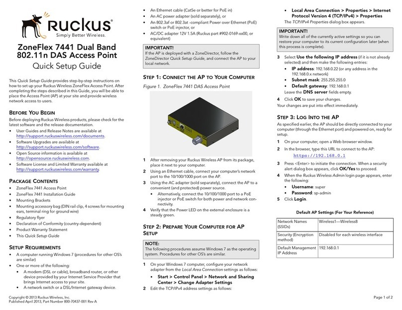 Ruckus Wireless ZoneFlex 7441 Quick setup guide