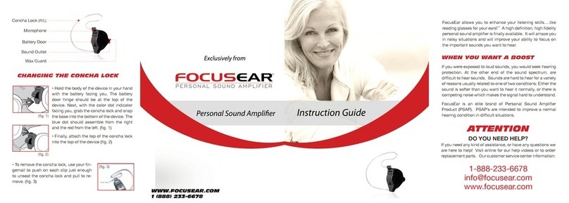 Focusear Personal sound amplifier Instruction guide