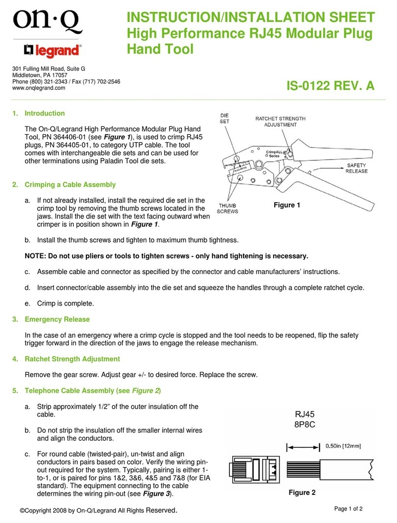 Onq Legrand RJ45 Instruction/installation sheet