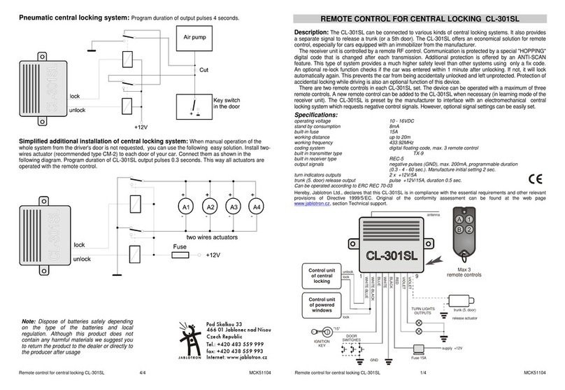 jablotron CL-301SL quick start guide