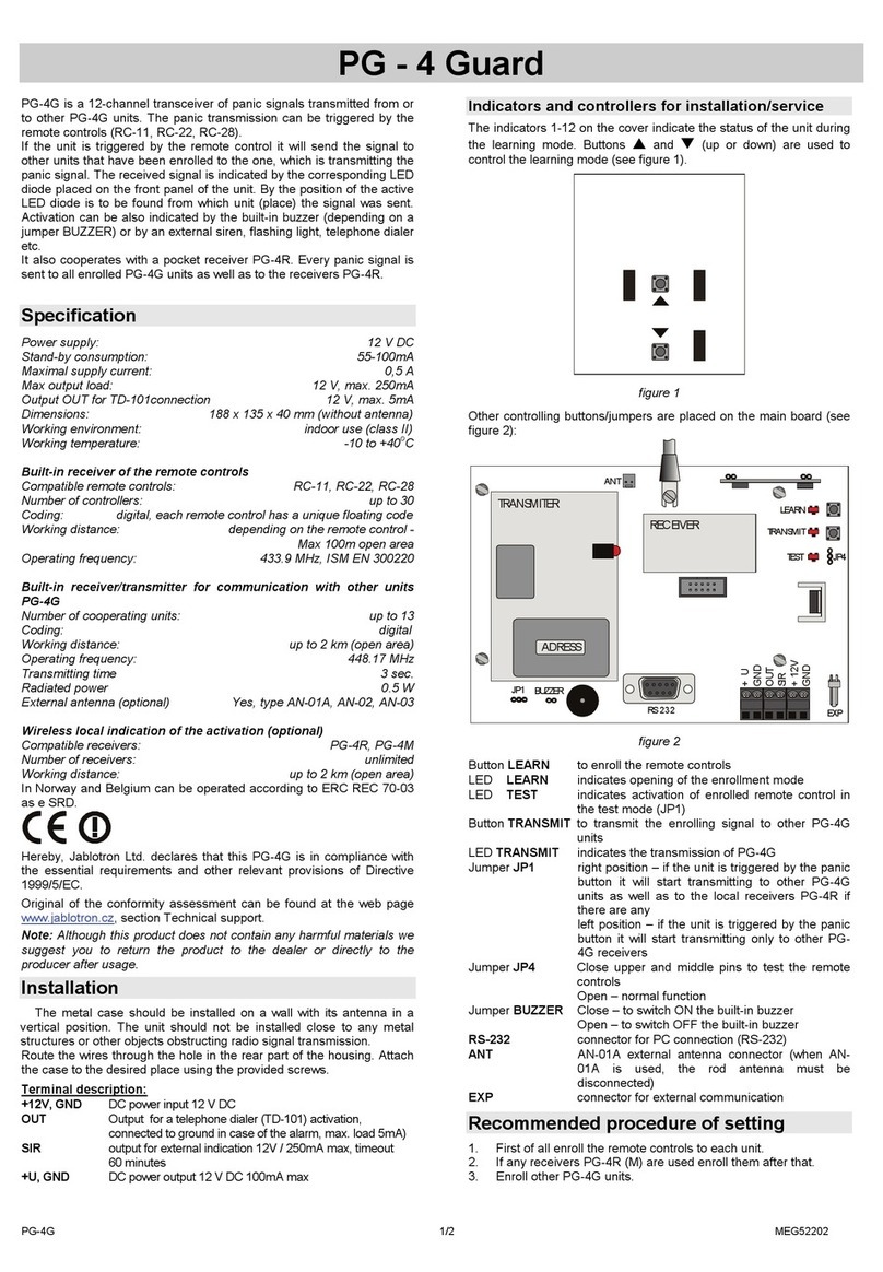 jablotron PG-4 Guard quick start guide