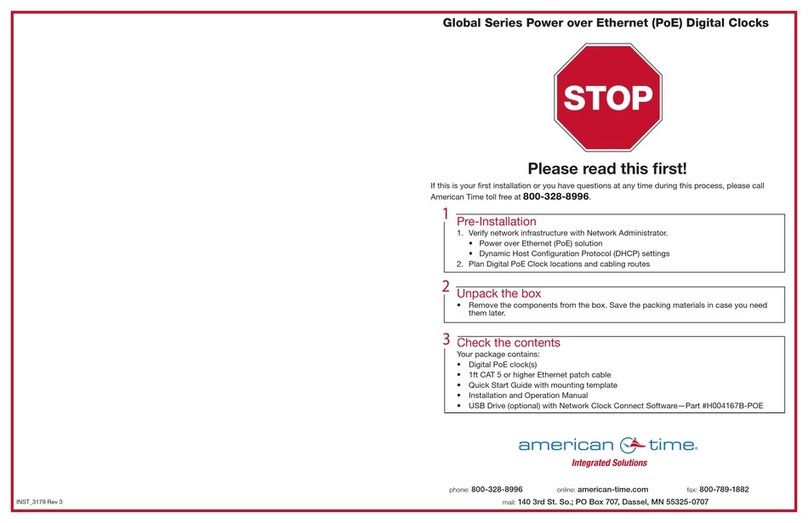American Time Global Series Quick start installation guide