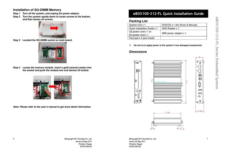 AXIOMTEK eBOX100-312-FL Series Quick installation guide AXIOMTEK eBOX100-312-FL Series Quick installation guide
