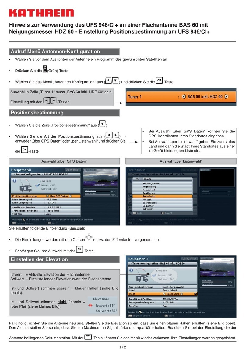 Kathrein UFS 946/CI+ Notes on Use