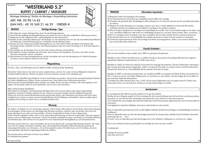 INTER LINK SAS WESTERLAND 5.2 20 90 14 62 Assembling Instruction INTER LINK SAS WESTERLAND 5.2 20 90 14 62 Assembling Instruction