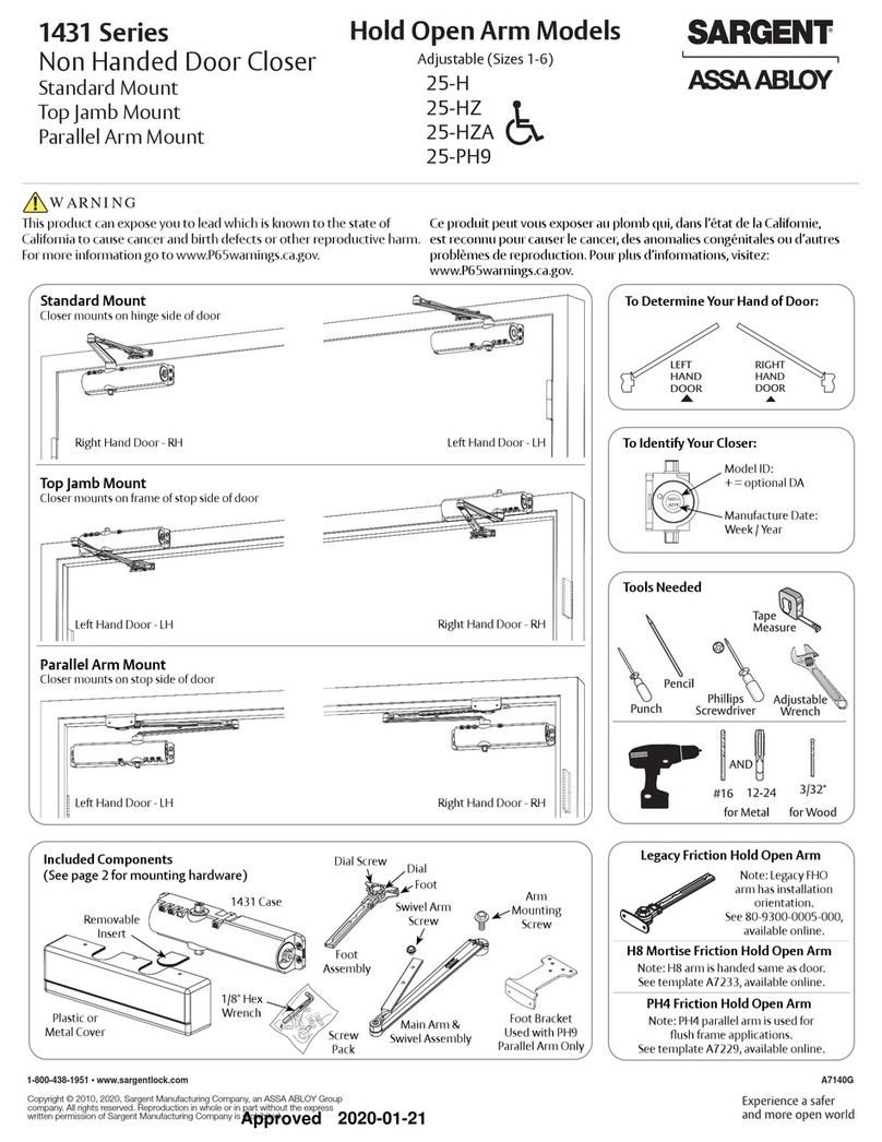 Assa Abloy SARGENT 1431 Series User manual