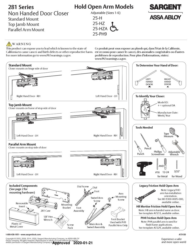 Assa Abloy SARGENT 281 Series User manual