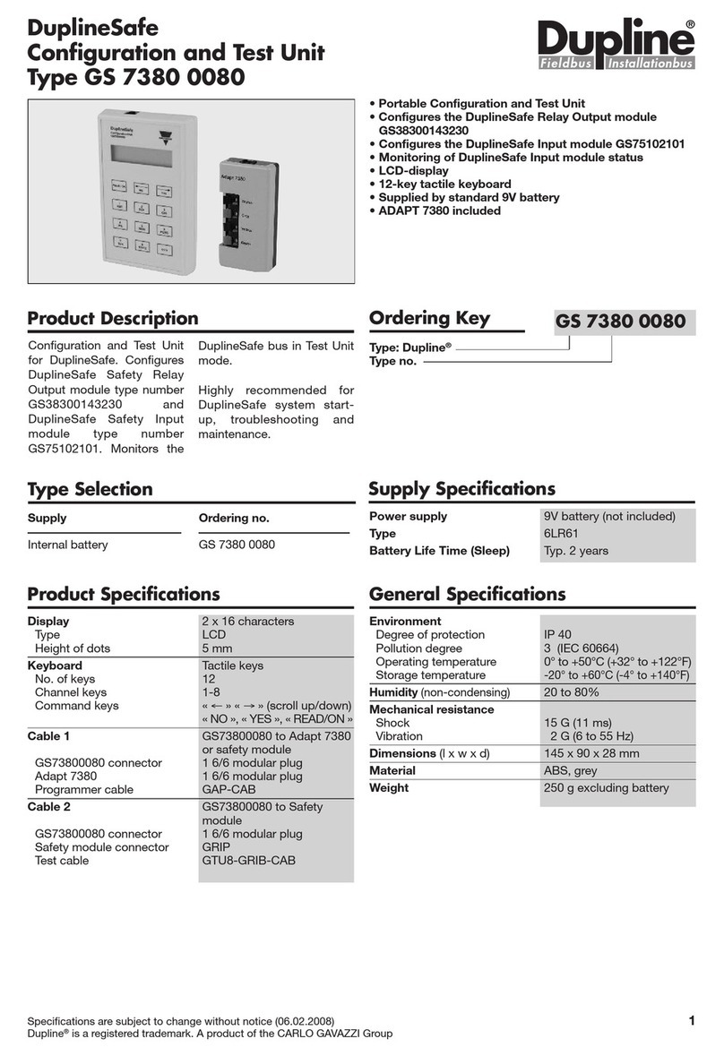 CARLO GAVAZZI DuplineSafe GS 7380 0080 quick guide