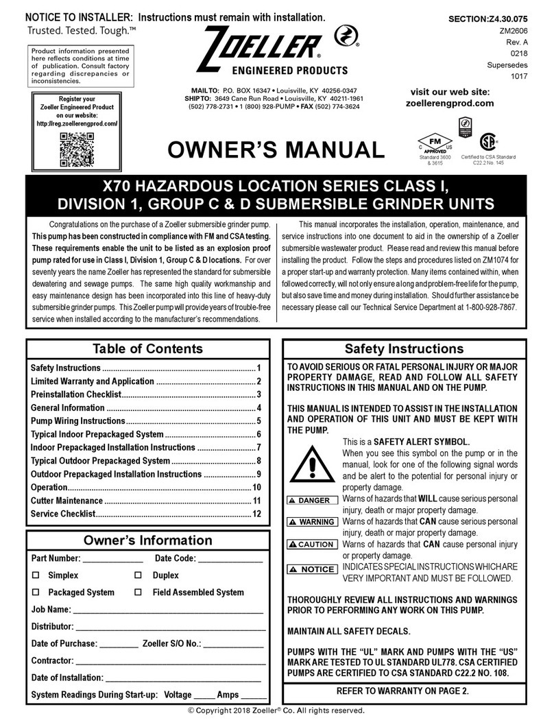 Zoeller X70 Series owner's manual