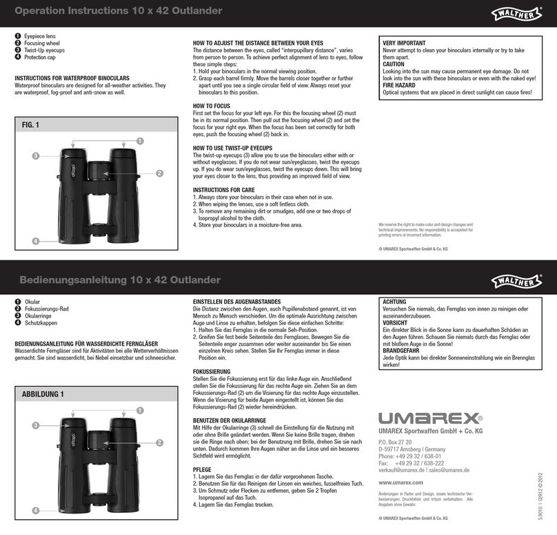 Umarex Walther 10x42 Outlander Operation instructions Umarex Walther 10x42 Outlander Operation instructions