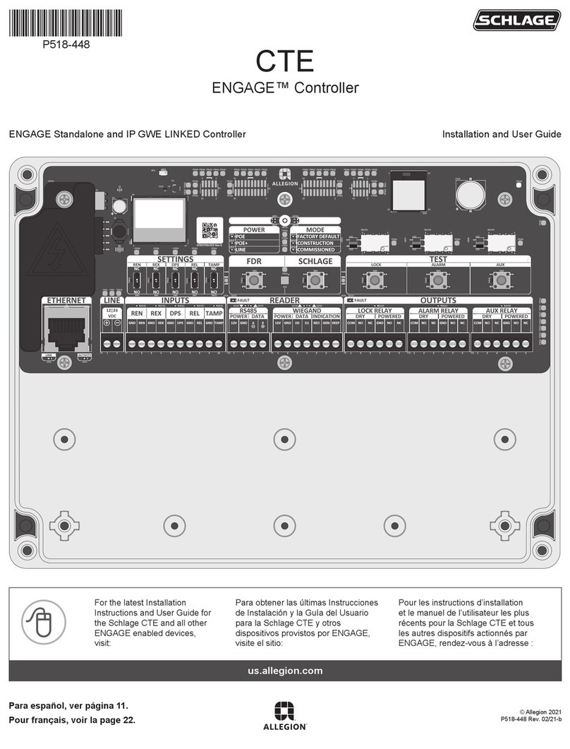 Schlage ENGAGE CTE Installation and user guide Schlage ENGAGE CTE Installation and user guide