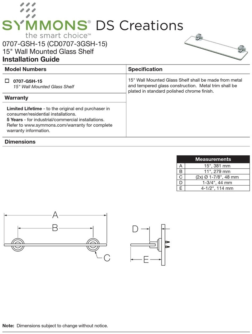 Symmons DS Creations 0707-GSH-15 installation guide