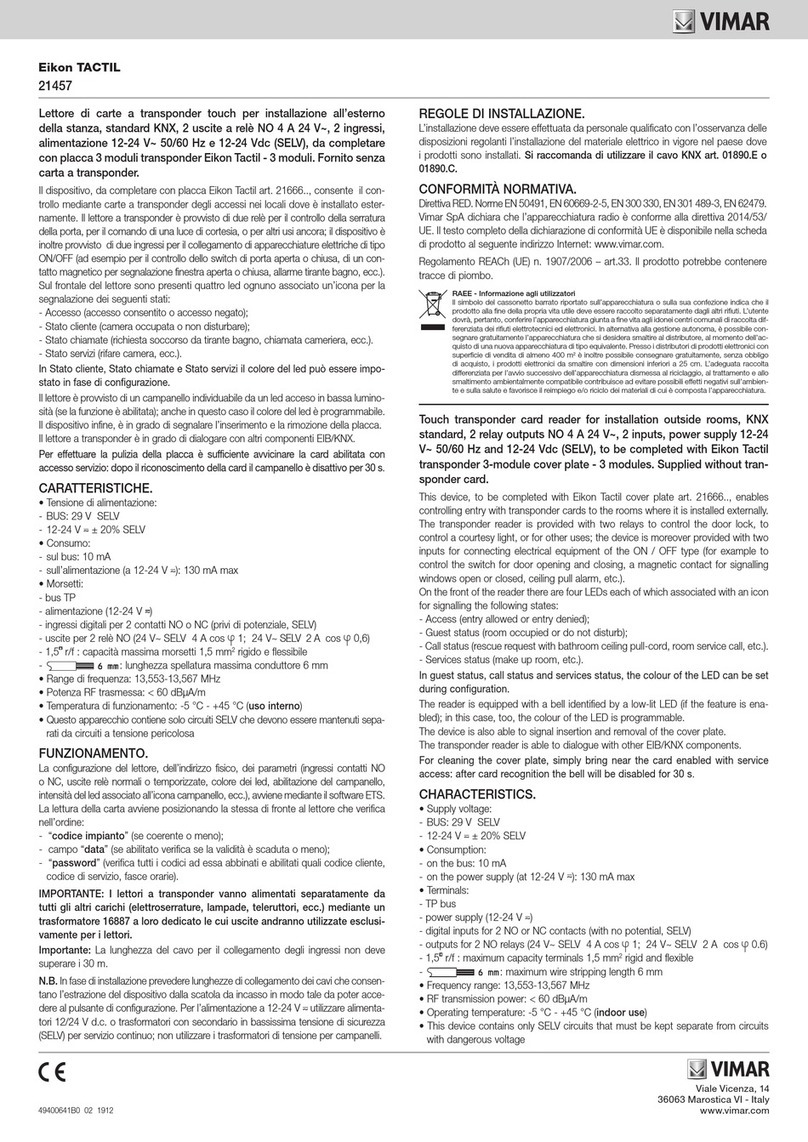 Vimar Eikon TACTIL 21457 User manual