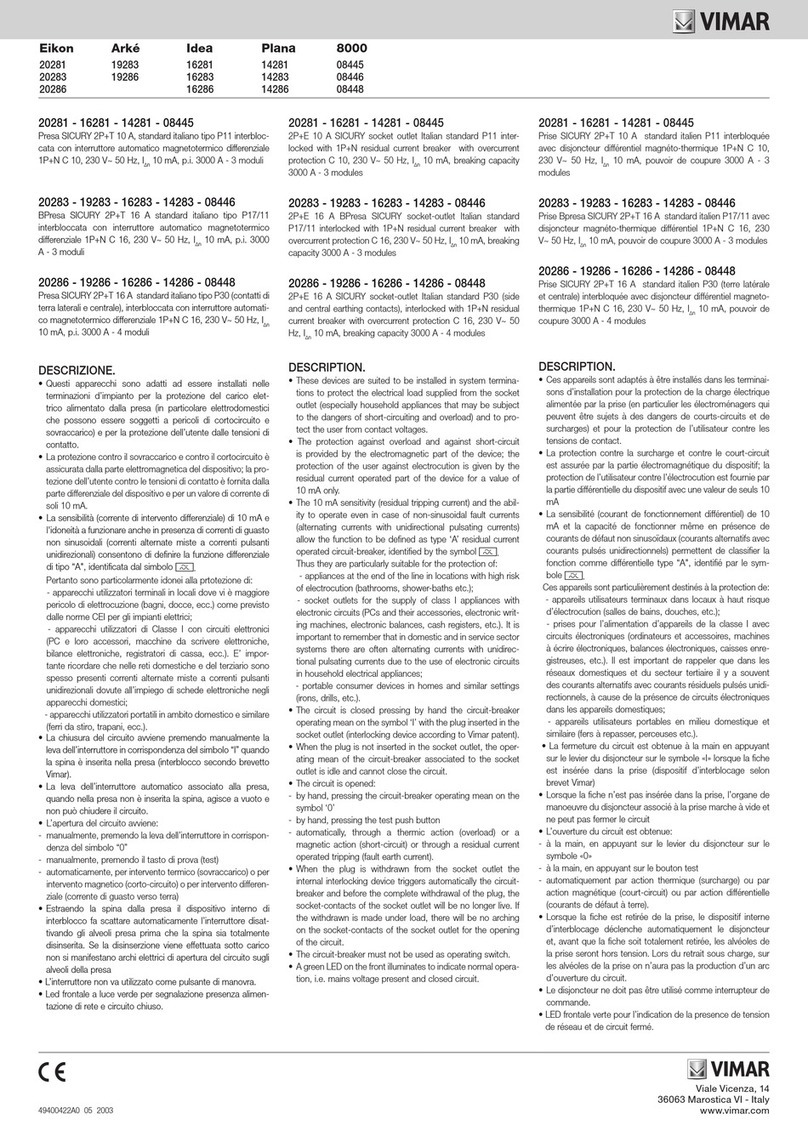 Vimar Eikon 20281 User manual