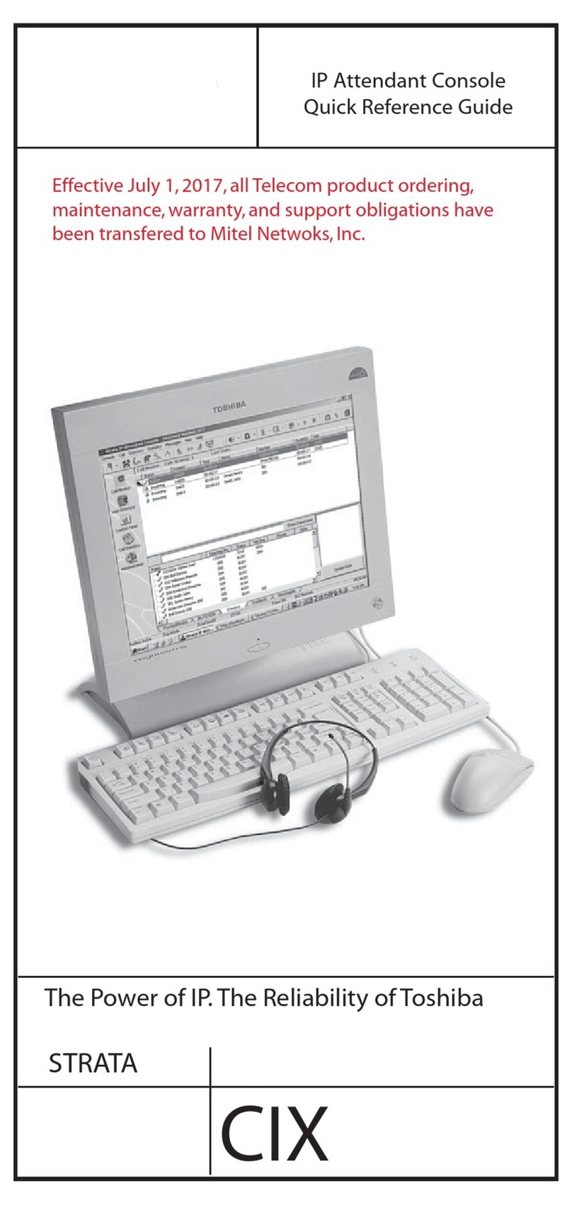 Toshiba Strata CTX Attendant Console User manual