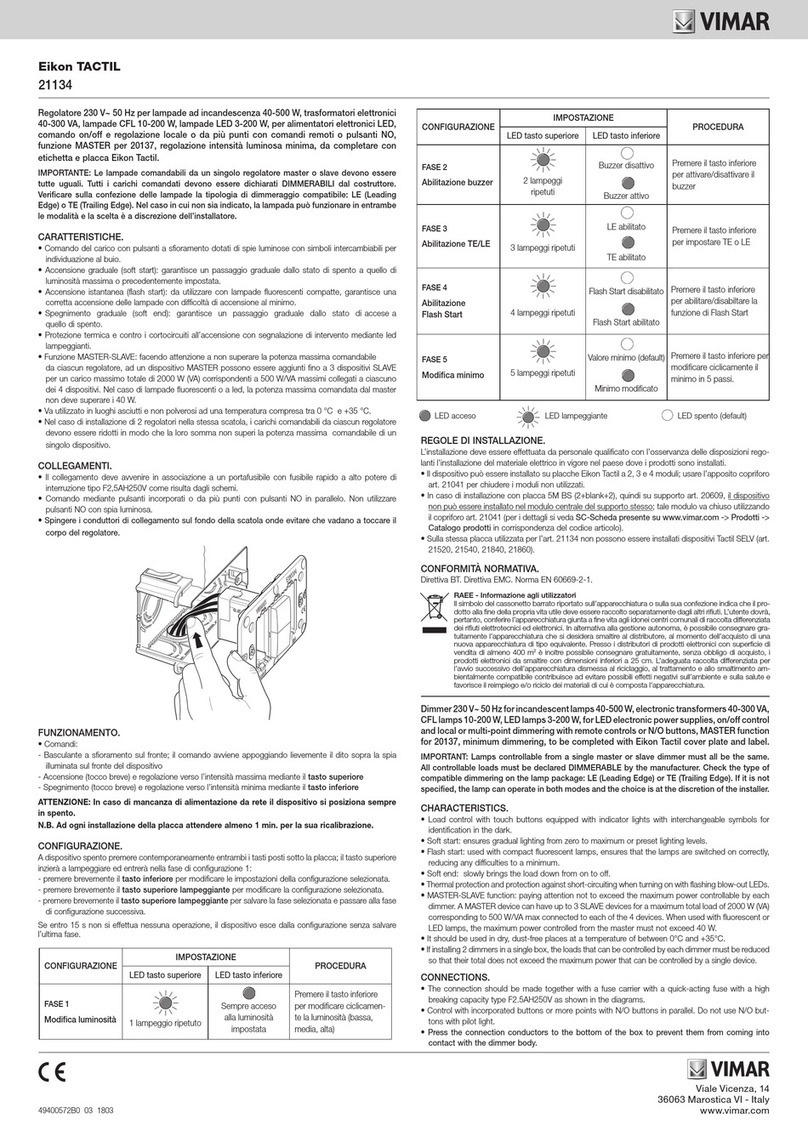 Vimar Eikon TACTIL 21134 manual