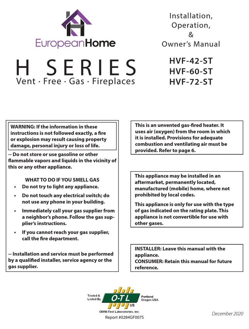 European Home H Series Installation & operation owner's manual