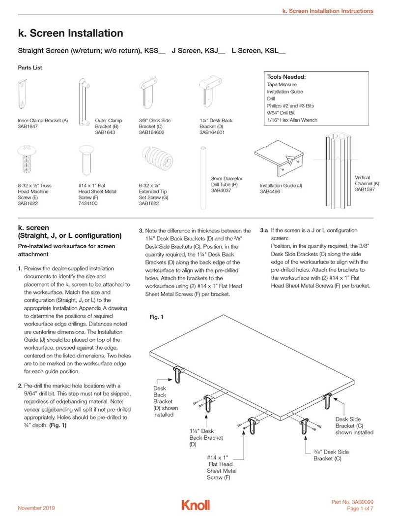 Knoll k.Screen Straight Series installation instructions
