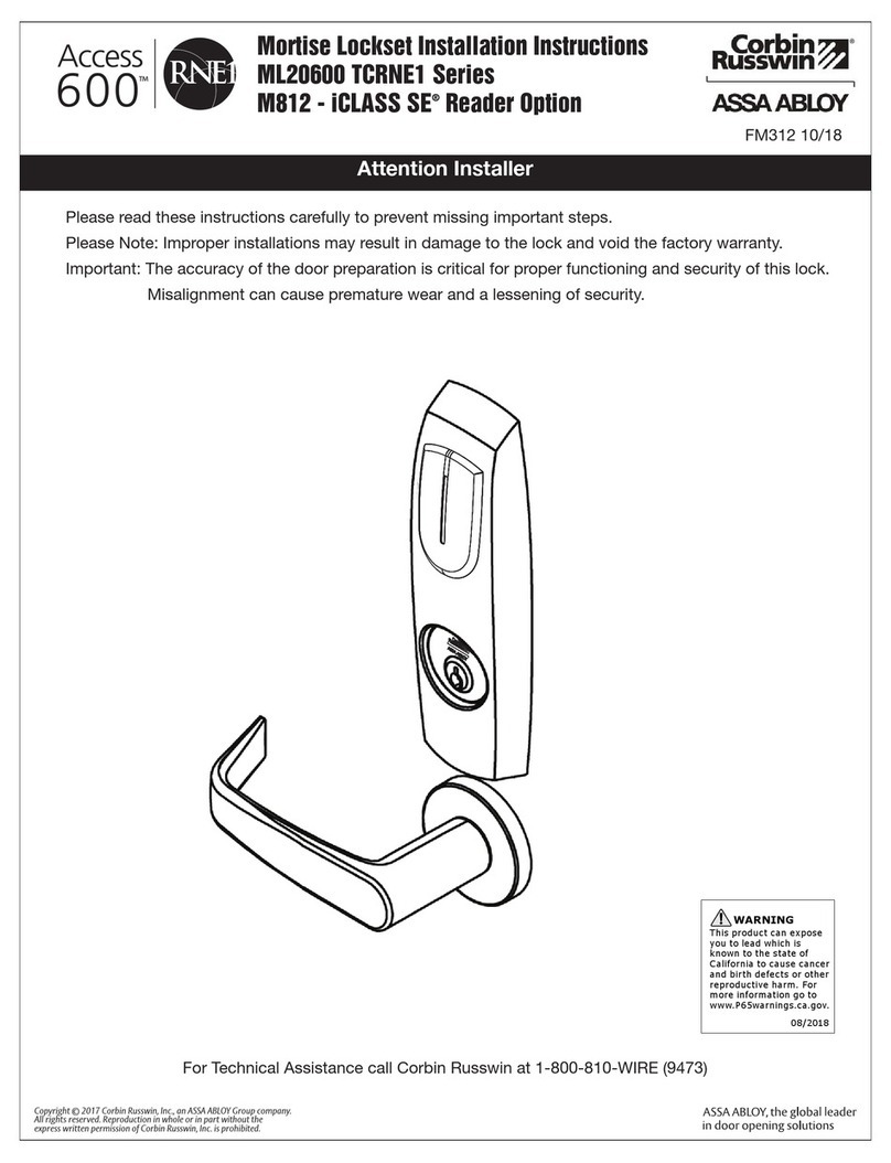 Assa Abloy Corbin Russwin Access 600 CL33600 TCRNE1... installation instructions