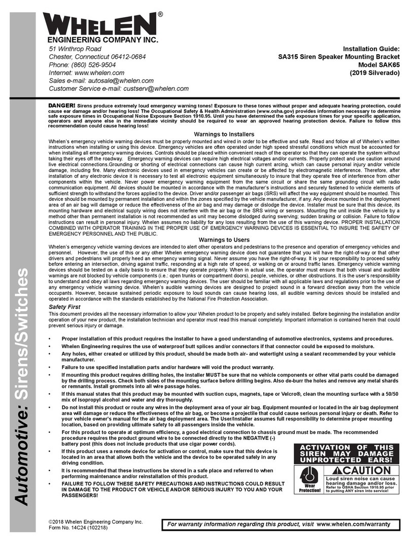 Whelen Engineering Company SAK65 installation guide Whelen Engineering Company SAK65 installation guide