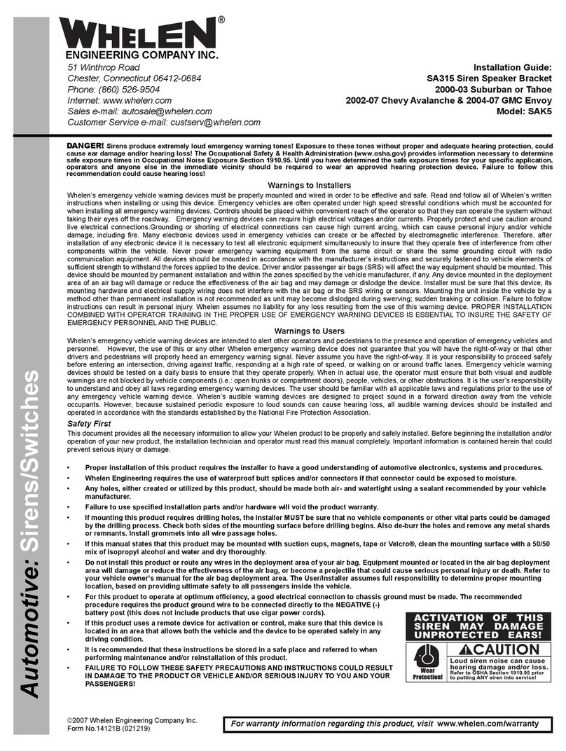 Whelen Engineering Company SAK5 installation guide Whelen Engineering Company SAK5 installation guide