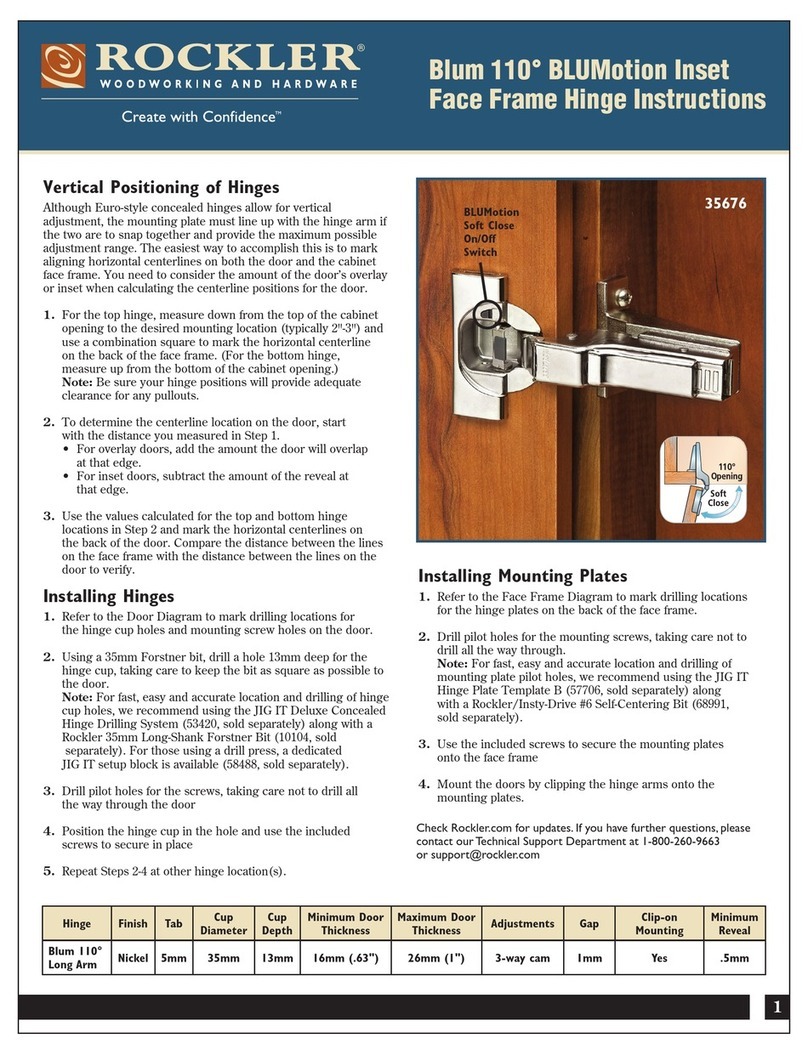 Rockler BLUMotion Blum 110 instructions