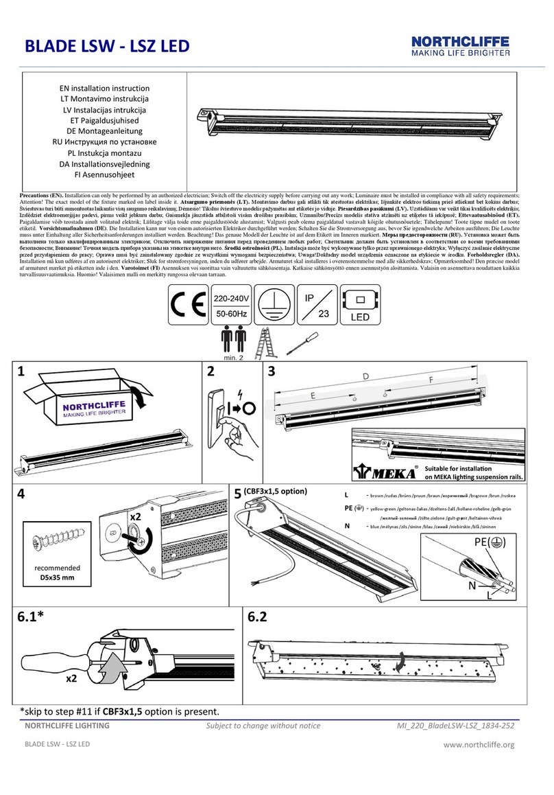 NORTHCLIFFE LSW LED Series Installation instruction