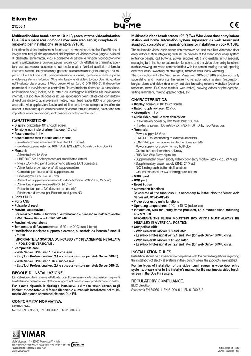 Vimar By-Me Eikon Evo 21553.1 User manual