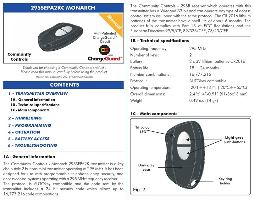 Community Controls Monarch 295SEPA2KC manual