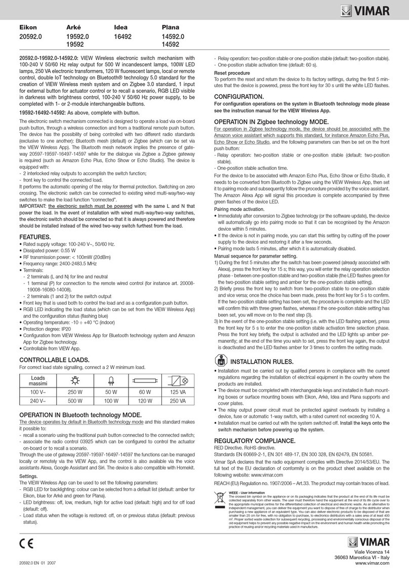Vimar Eikon 20592.0 User manual