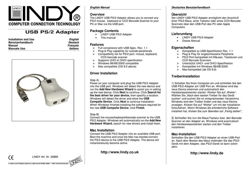 Lindy 32866 Installation and use