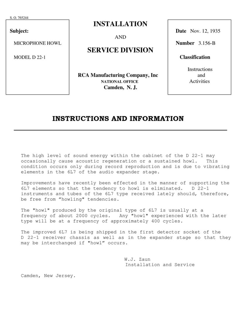 RCA D 22-1 Instructions and information