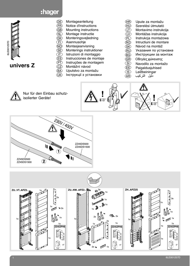 hager univers Z ZU Series Mounting instructions