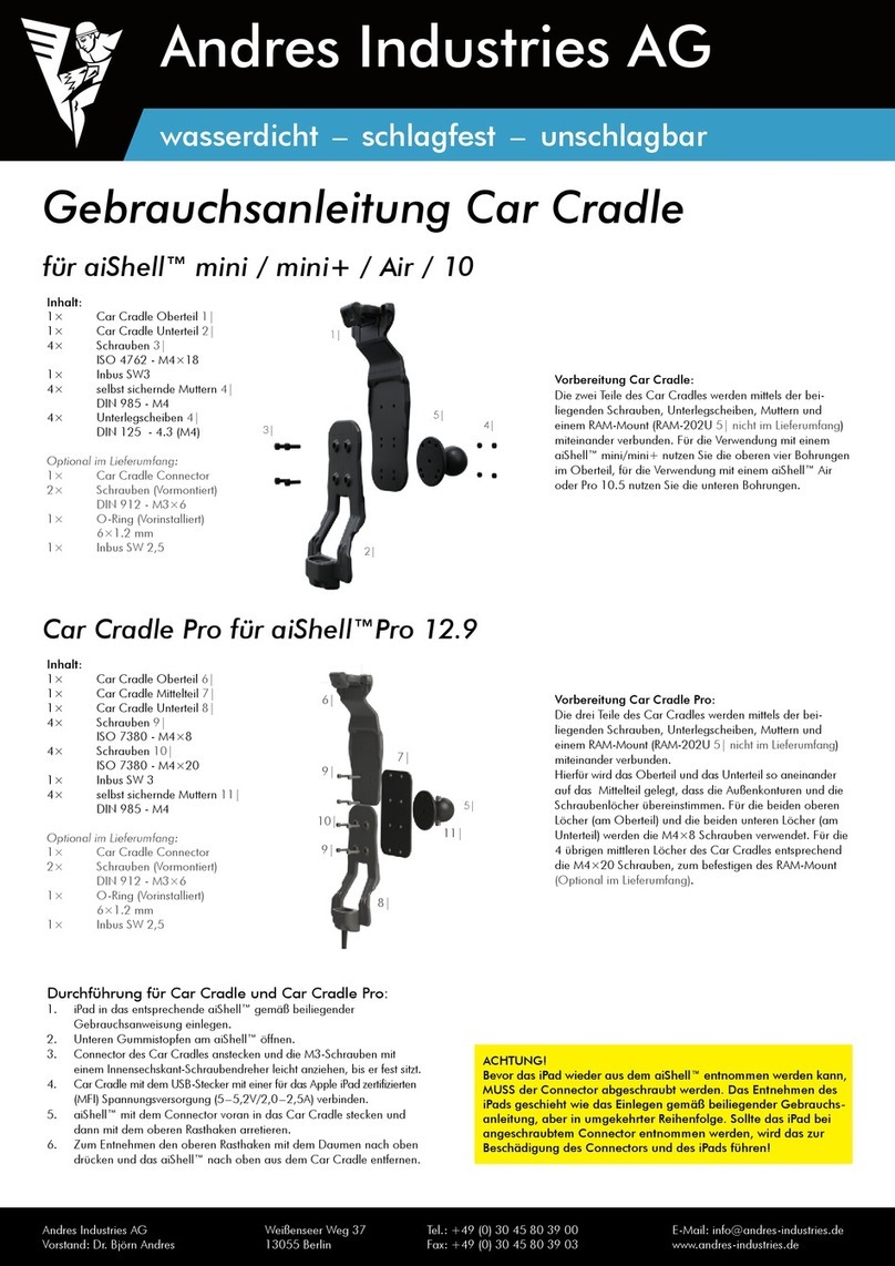 Andres Industries Car Cradle instruction manual Andres Industries Car Cradle instruction manual