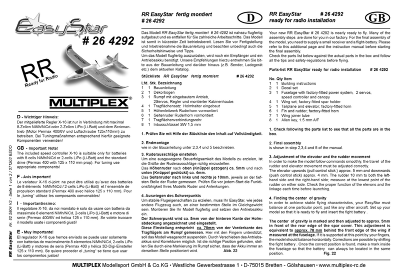 Multiplex RR EasyStar 26 4292 User manual