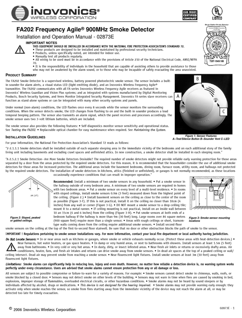 Inovonics Agile FA202 Installation and operation manual