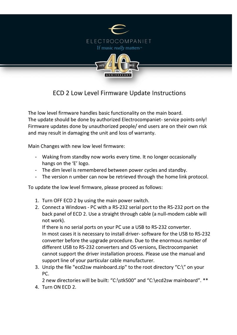 ELECTROCOMPANIET ECD 2 Firmware update instructions