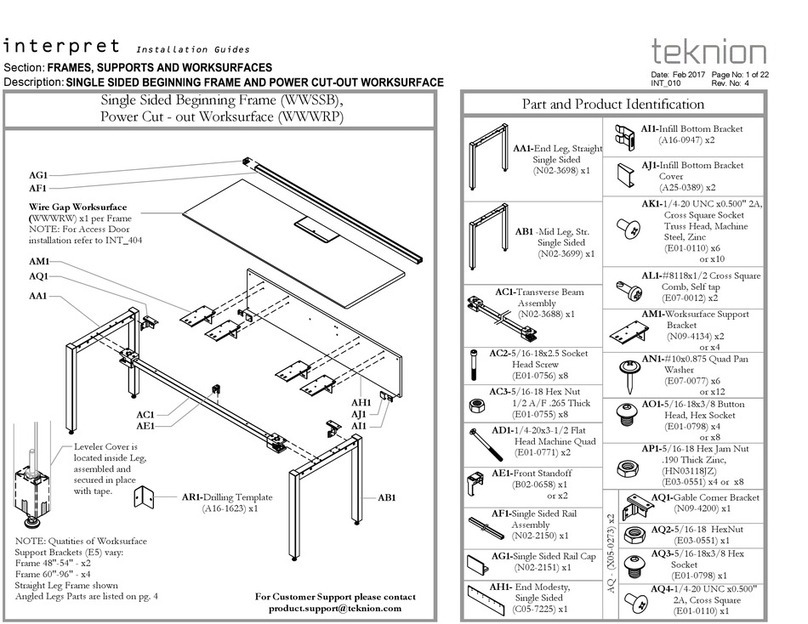 Teknion Interpret WWSSB Operating and maintenance instructions
