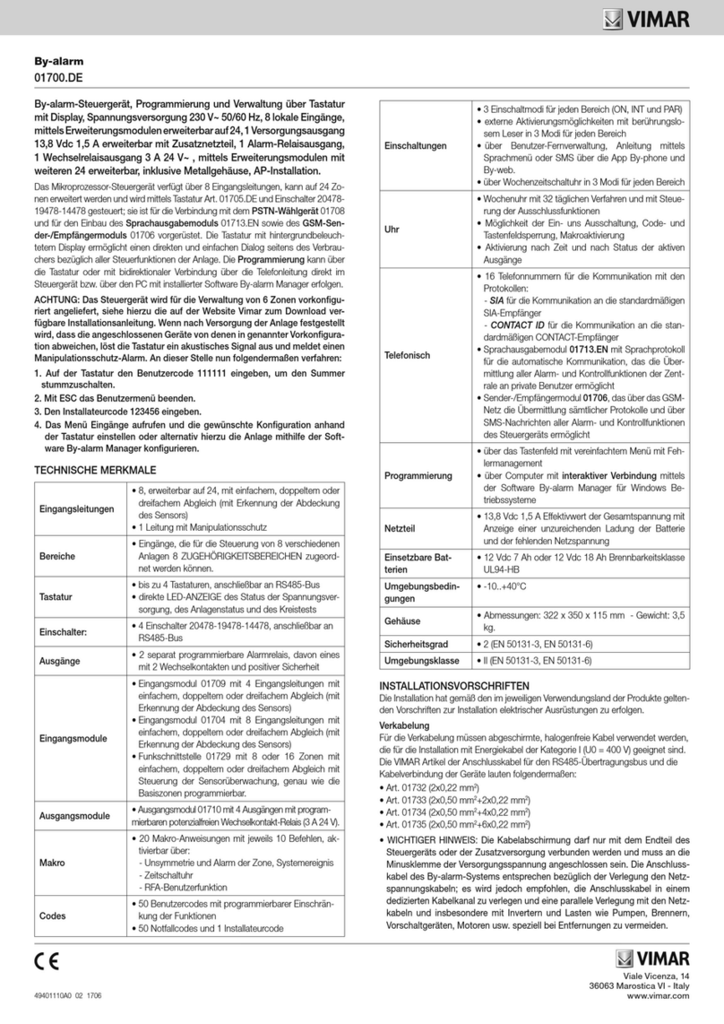 Vimar By-alarm 01700.DE User manual