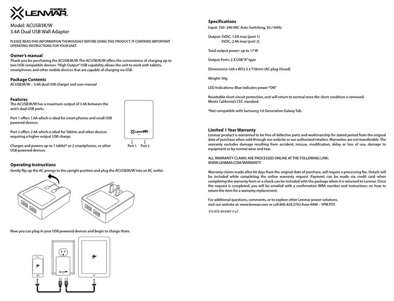 Lenmar ACUSB3K/W manual
