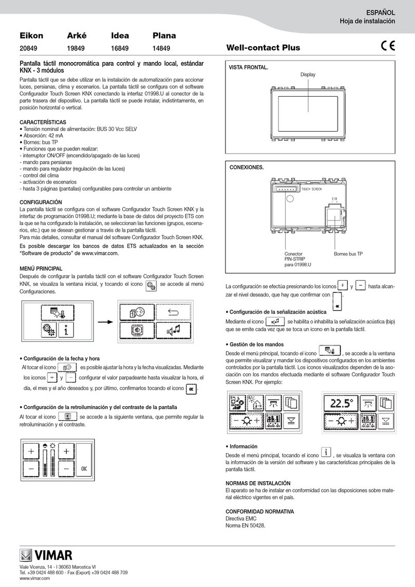 Vimar Eikon 20849 instruction sheet