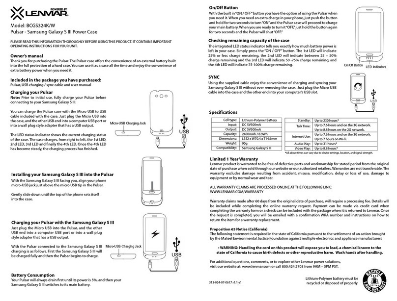 Lenmar BCGS324K/W manual