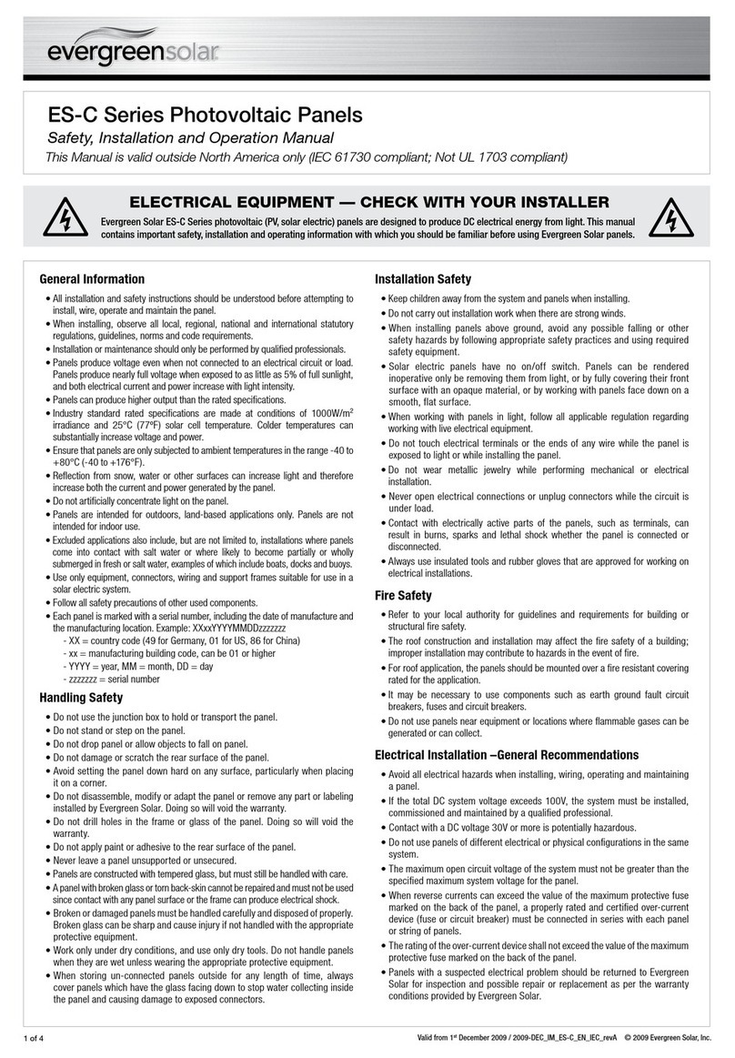 evergreensolar ES-C-70-fa5 Safety, installation, and operation manual evergreensolar ES-C-70-fa5 Safety, installation, and operation manual