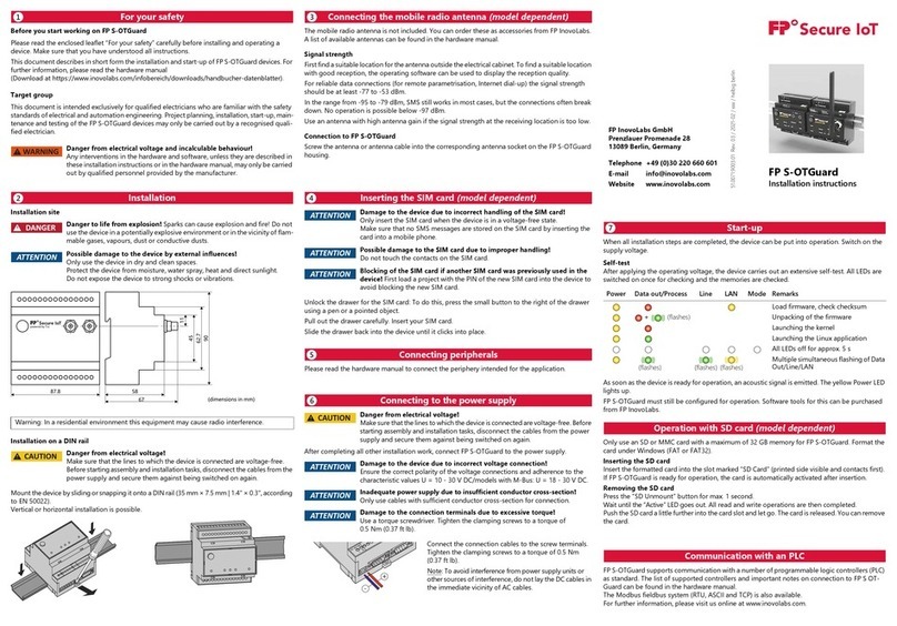 FP FP S-OTGuard Seires installation instructions