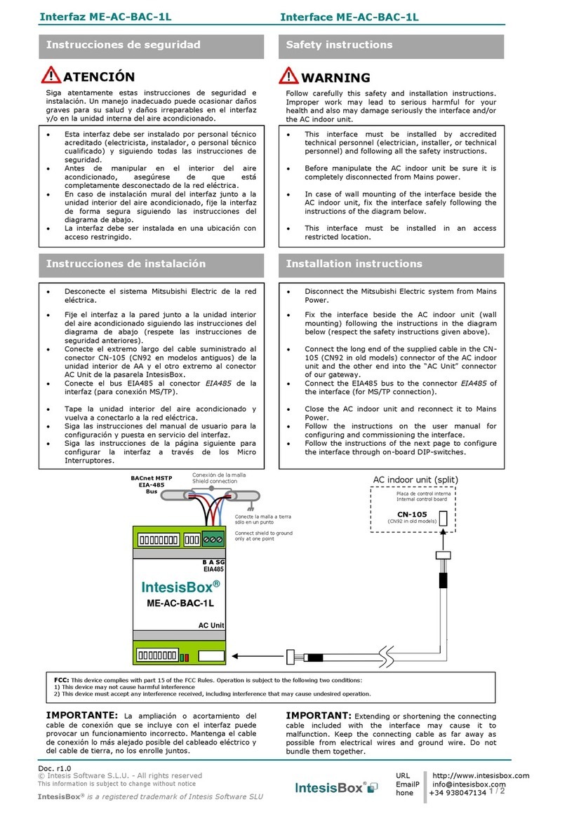 IntesisBox ME-AC-BAC-1L manual