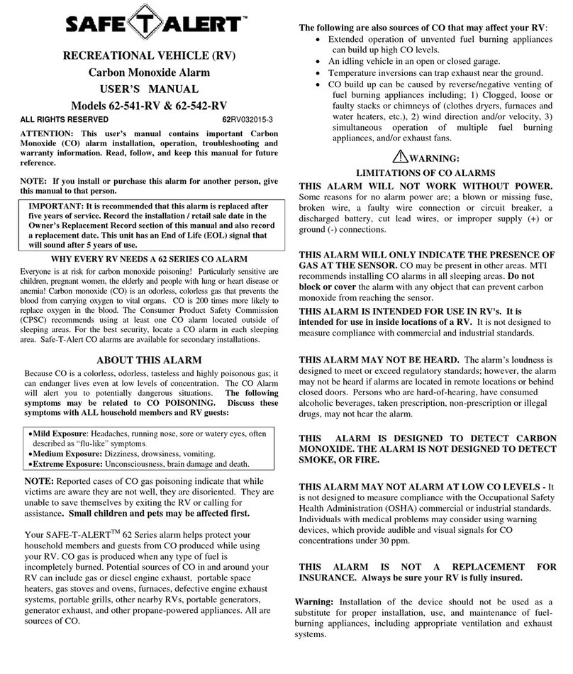 MTI Industries SAFE-T-ALERT 62-541-RV user manual