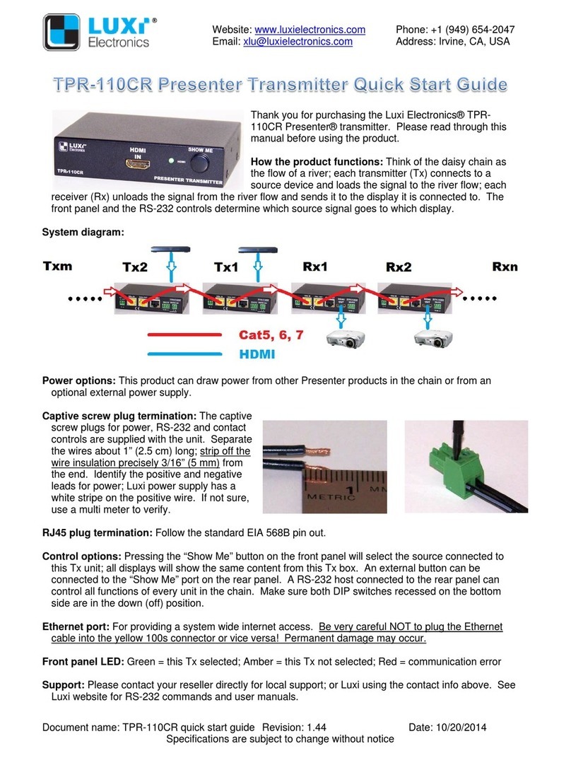 Luxi Electronics TPR-110CR quick start guide